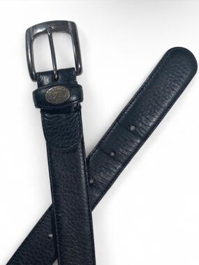 Vintage Burberry’s of London Black Leather Belt with Brass Buckle